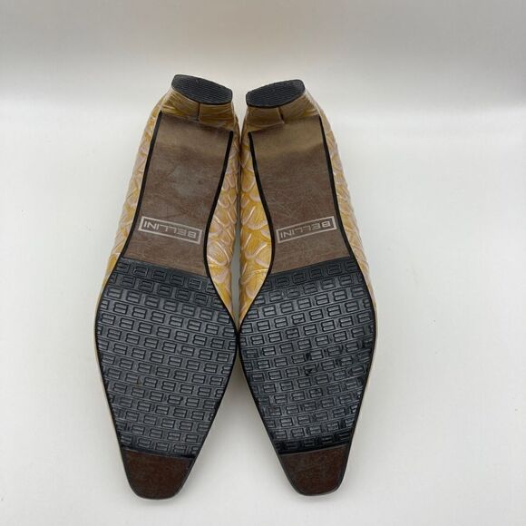 Vintage Giorgio Bellini Connie Crocodile Gold Leather Pump Size 7M Excellent C - Picture 7 of 7